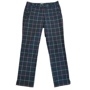 Nike Golf Tour Performance women’s black plaid check window pane pants Sz 10
